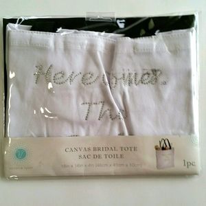 Victoria Lynn Darice White Canvas Bridal Tote Here Comes The Bride NWT Wedding